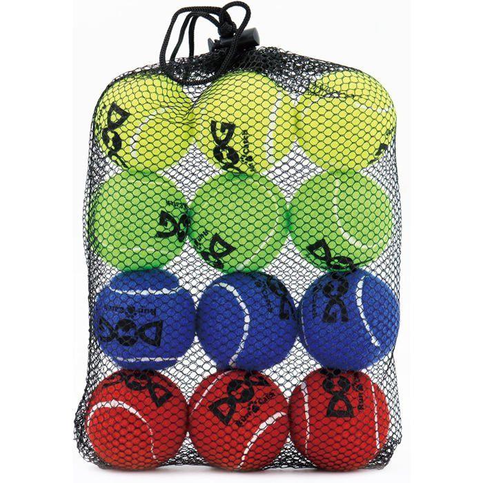 Balles de Tennis pour Chiens - Lot de 12 - 5 cm - Flottantes - Résistantes - Multicolores