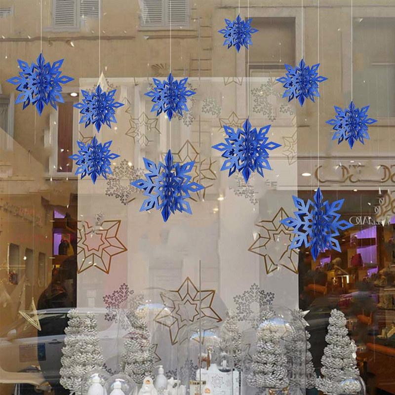 6pcs Card Paper 3D Hollow Snowflake Hanging Ornaments Decoration for Christmas Party