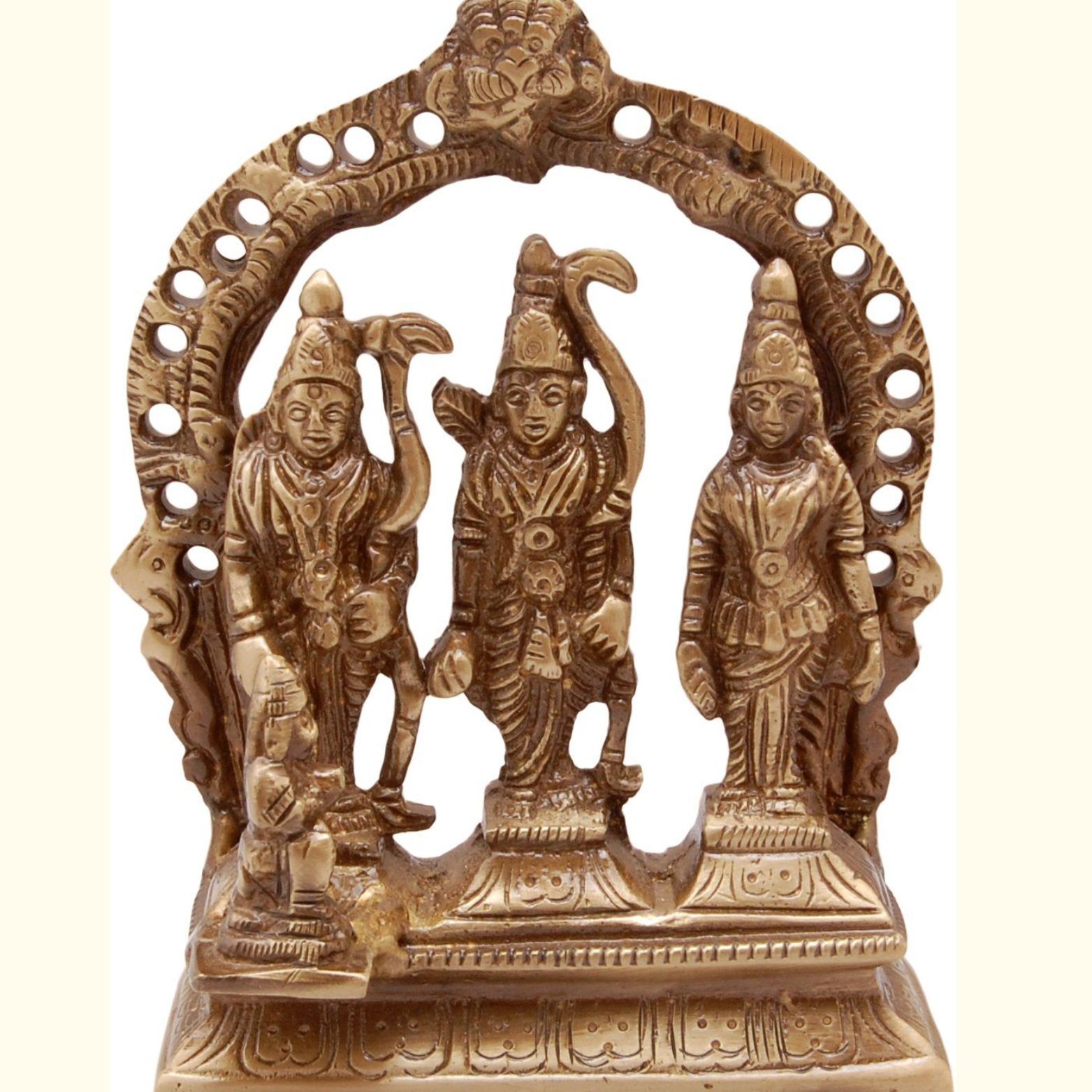 100% Pure Brass Ram Darbar Idol, Standard, Antique Brown Religious Statue