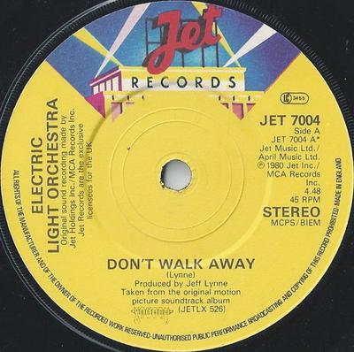 7inch Record ELECTRIC LIGHT ORCHESTRA - Don't Walk Away JET7004 Jet Records 1980 UK Rock Used