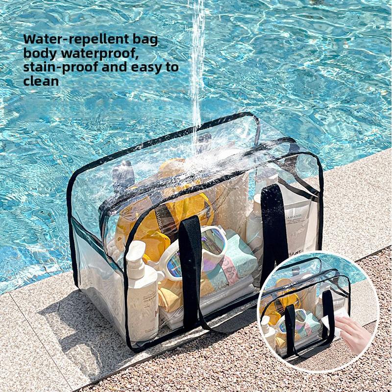 Swimming Bag Transparent Waterproof Beach Travel Storage Handbag Dry Wet Separation PVC Handbag Woman Large Capacity Beach Bag