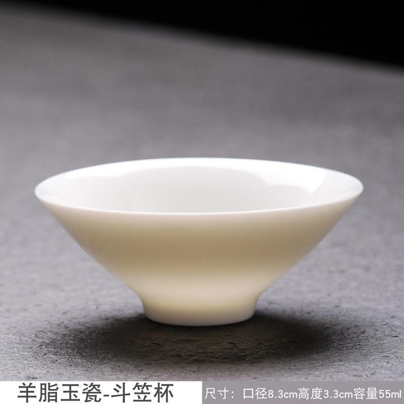 Sheep Fat Jade-colored Douli Cup, Chinese-style Ceramic Tea Cup, High-quality Porcelain Cup, Tea Set