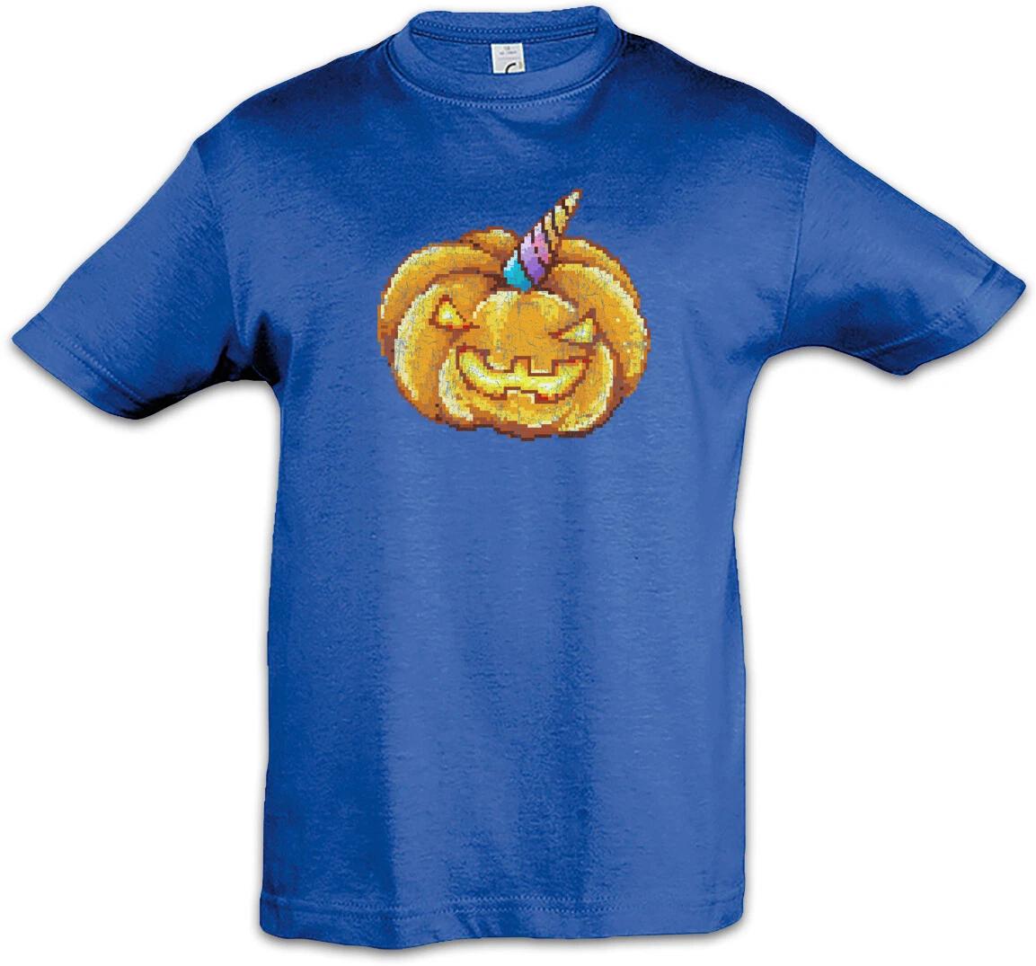 Pumpkin Unicorn Kids Boys T-Shirt Pixel Geek Nerd Gamer Fun Pumpkin Unicorn- 100