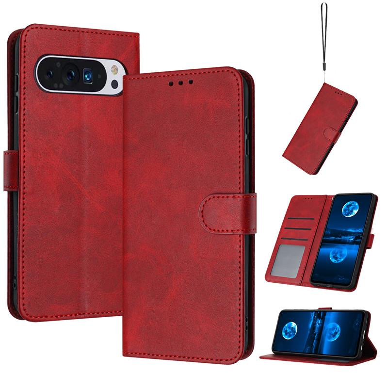 Magnetic Flip Cover Leather Case For Google Pixel 9 8A 7A 6A 8 7 6 Pixel9 Pro Pixel8 A Pixel7A Solid Color Skin Feel Wallet Bags