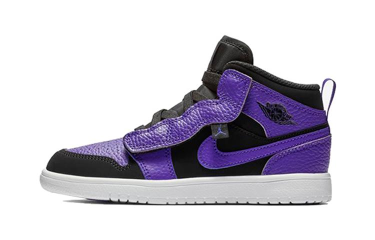 Jordan Air Jordan 1 Mid Alt Mittelhohe Kinder-Basketballschuhe Lila Schwarz Kinder im Alter von 3-7 Jahren AR6351-051