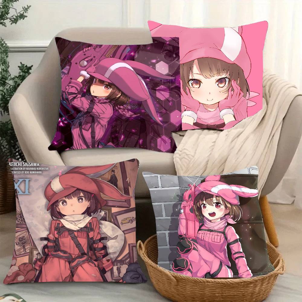 Gun G-Gale Online Anime Kuddfodral Heminredning Pläd för Soffa Säng Bil Rumsdekor Presentidé