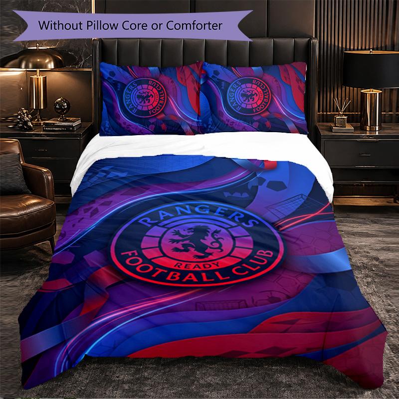 Biancheria da letto a tema Rangers FC Set 3 Pezzi Copripiumino Biancheria da letto Decorativa Per Stanza Adolescenti Decorazione Casa