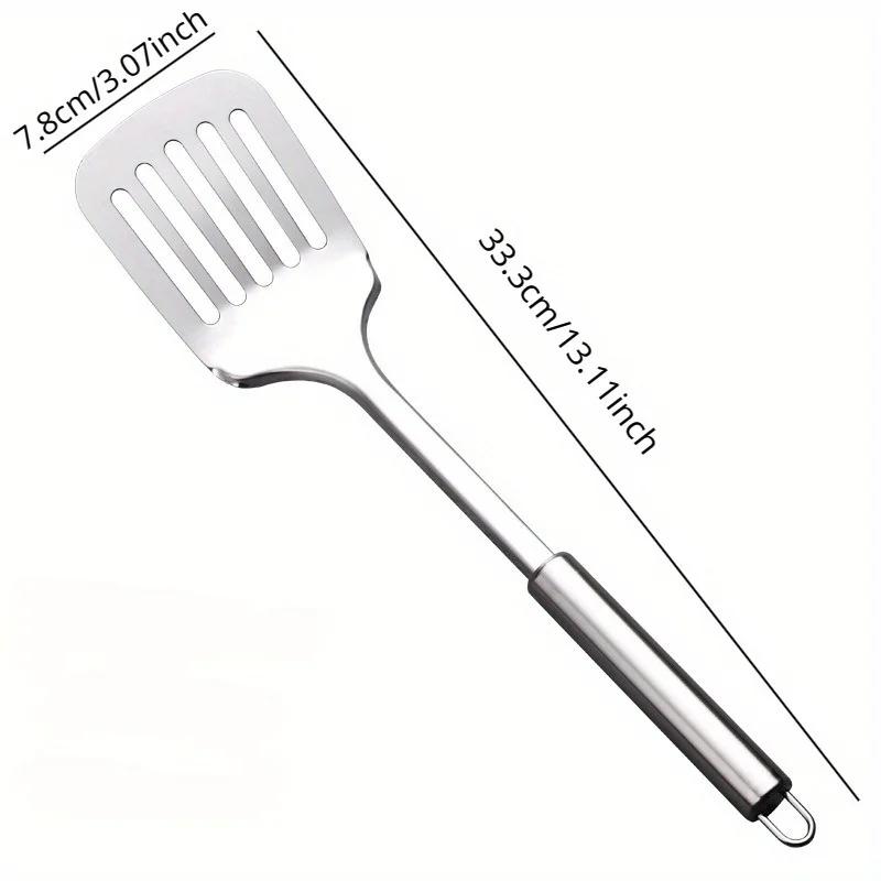 

1pc Stainless Steel Slotted Turner Kitchen Cooking Spatula Saute Steak Burger Butter Tool серебряный