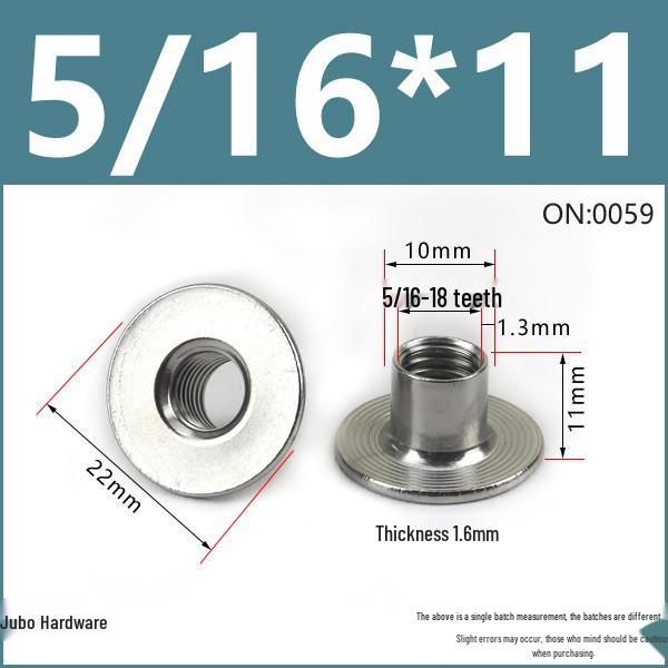304 Rostfritt Stål Flänsad T-Mutter Stegad Svetsad Låsmutter 1/4 och 5/16 Tum