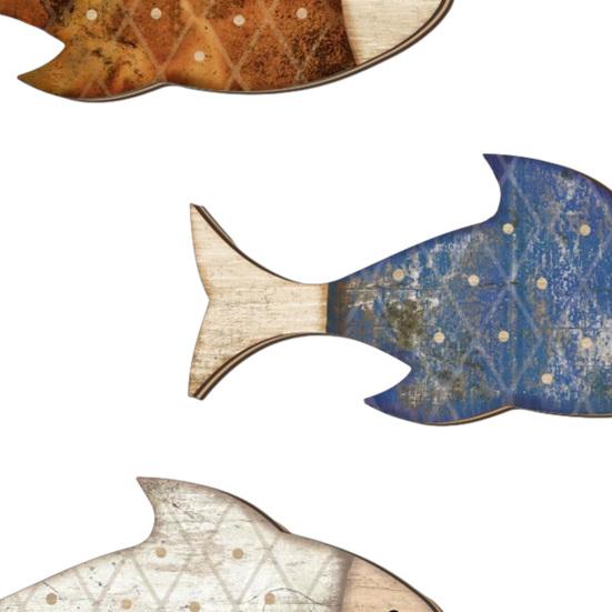 3Pcs/Set Wooden Fish Wall Decor Coastal Wall Art Fish Rustic Fish Wall Art Decoration for Bathroom Bedroom Ocean-Themed Room Lake House