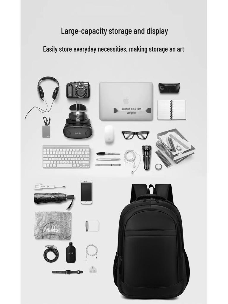 Men's Business Backpack - Simple, Solid Color, Daily Commute or Student Laptop Bag