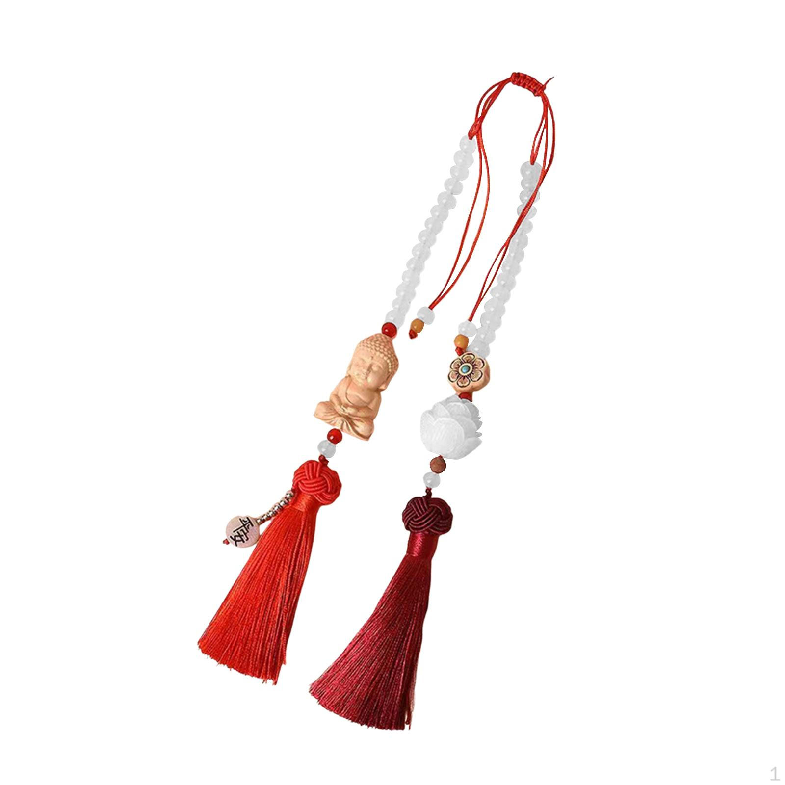 Mirror Hanging Accessories Bodhi Buddha Statue Pendant Lotus Car Decor Red
