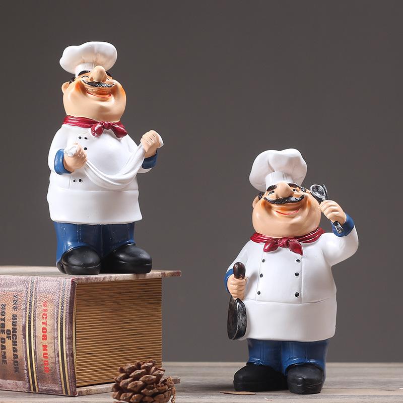 Creative Resin Chef Figurine Decoration Ornament For Kitchen Restaurant And Cafe Display