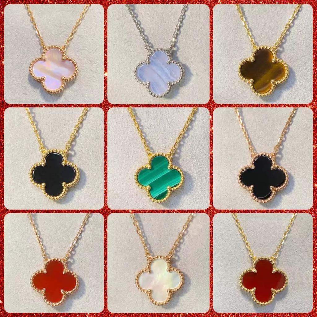 High-quality Four-leaf Clover Necklace 18K Natural Mother-of-pearl Rose Stone Light Luxury Necklace for Girlfriend