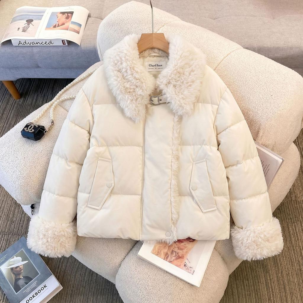 Winter new fashionable versatile super good-looking large lapel retro foreign style short warm bread cotton-padded clothes women