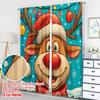 2pcs 2D flat printing Popular Christmas curtains Christmas Reindeer Cartoon Holiday Joy Digital Printed Polyester Drapes Family