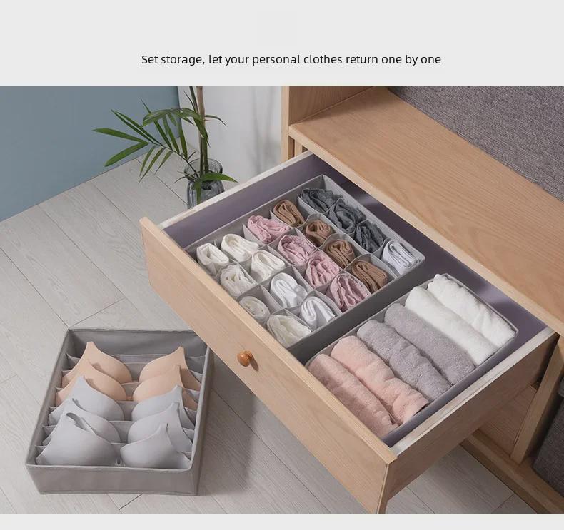 Morandi Fabric Underwear Storage Box - 3-in-1 Organizer for Bras, Socks, and More