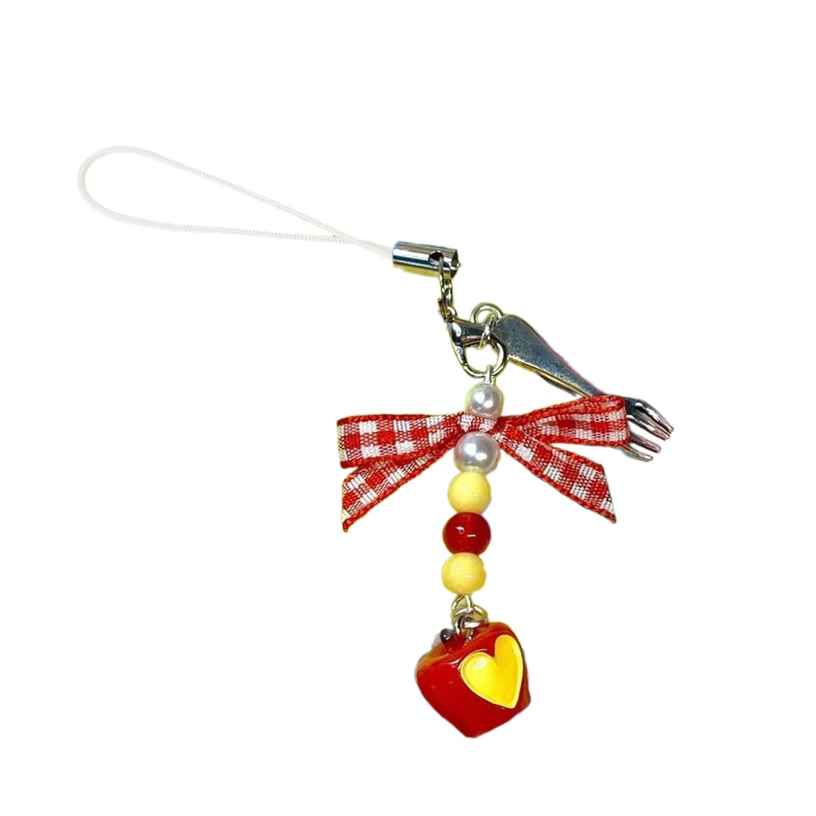 

Handmade Beaded Phone Charm Bowknot Bag Pendant Sweet Phone Pendant Modern Keychain Stylish Camera Pendant Bag Pendant 1