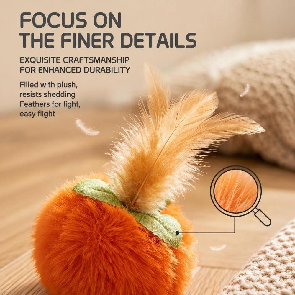 With Feather Cat Toy Persimmon-Shaped Interactive Chasing Pet Toy Portable Pet Toy Cats Kittens