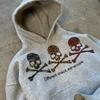 European and American Street Skull Print Gray Retro Casual Hoodie