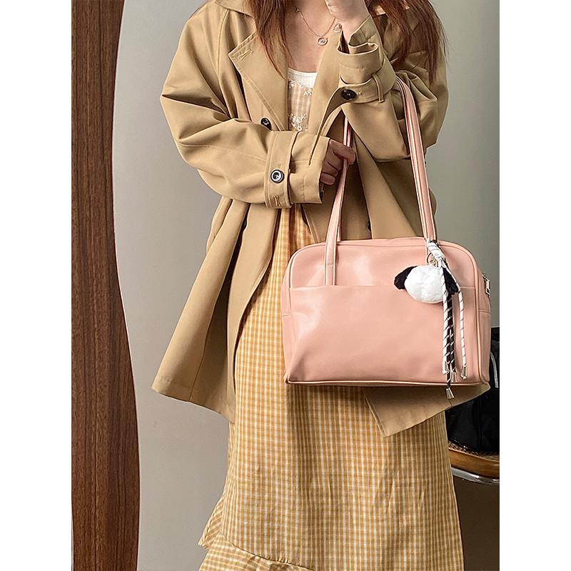Ielgy Spring Summer Pink Commuter Large-Capacity One-Shoulder Portable Tote Bag