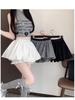 White High-Waist Anti-Exposure A-Line Mini Skirt - Women's Sweet Age-Reducing Flower Bud Design