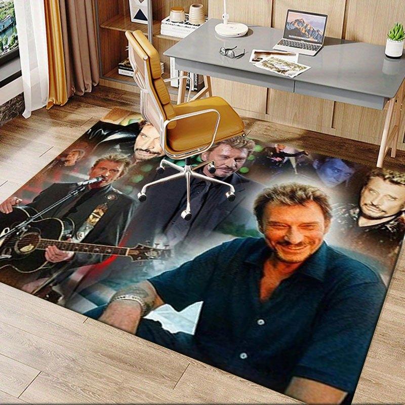 Johnny Hallyday Poster Collage - Music Legend Art PrintOffice Mat Perfect for Home Decor Office Desk Chair Rugs Chair Carpet for office Poly