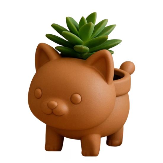 Cat Flower Pot Tabletop Decor Succulents Planter 3D Printed Kitten Plant Pot for Succulents Cactus Home Office Desk Decor