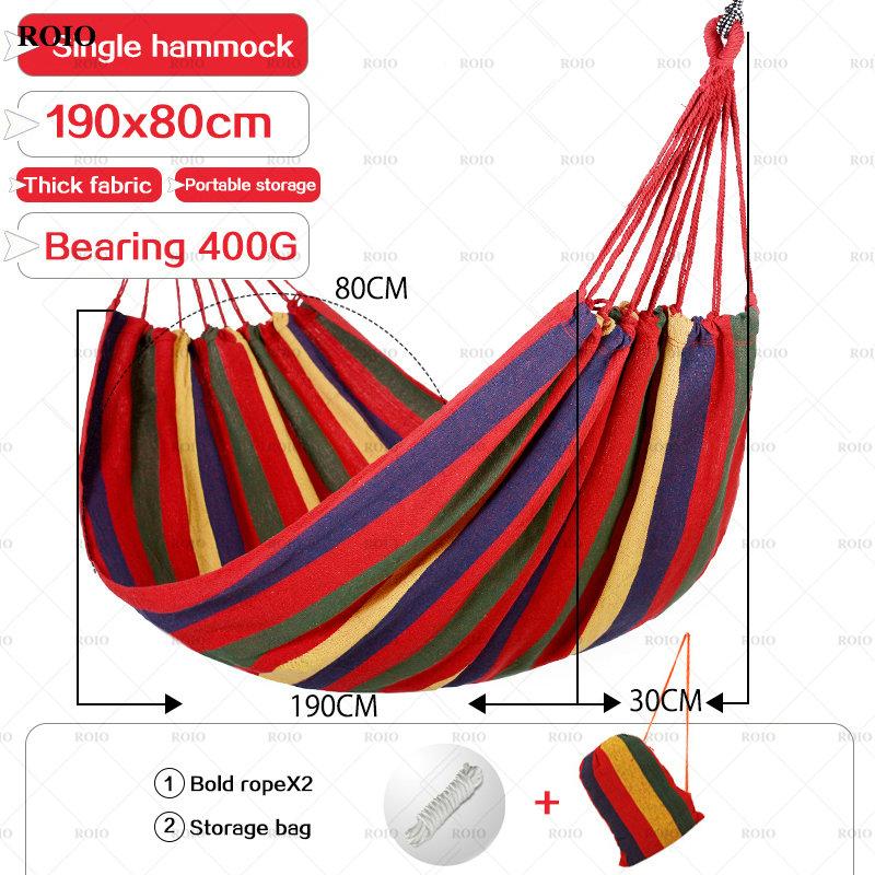 Outdoor Thicken Canvas Hammock Home Garden Leisure 1-2 Person Swing Chair Camping Hunt Rest Stripe Hanging Bed Colorful Hammock