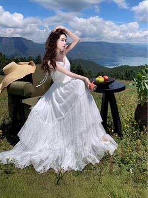 Bohemian White Lace Backless Maxi Dress