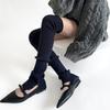 Japanese Ballet Styles Thigh High Leg Warmer Ribbed Knitted Split Buttons Over Knee Footless Socks for Fashionable Women