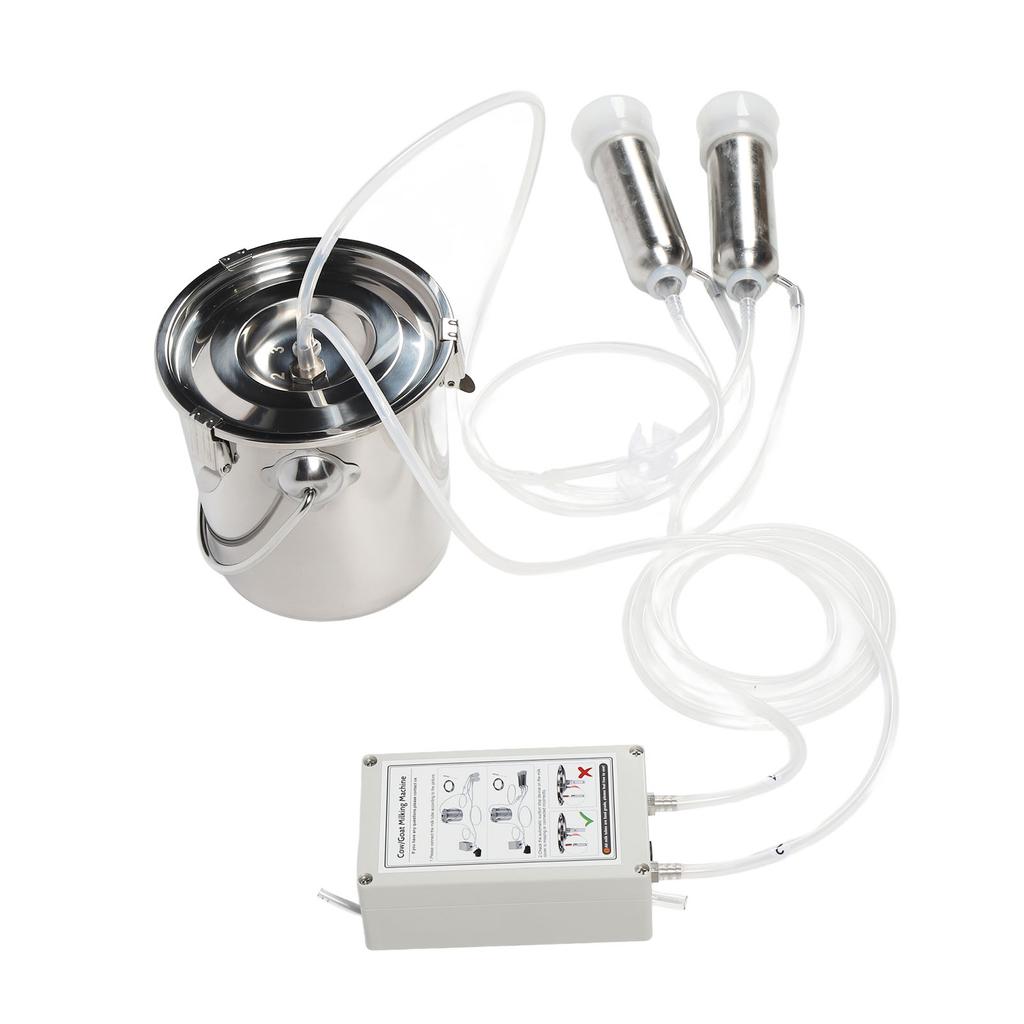 3L Goat Pulsation Vacuum Milking Machine Automatic Portable Cow Milking Machine Electric Milker with 2 Teat Cups