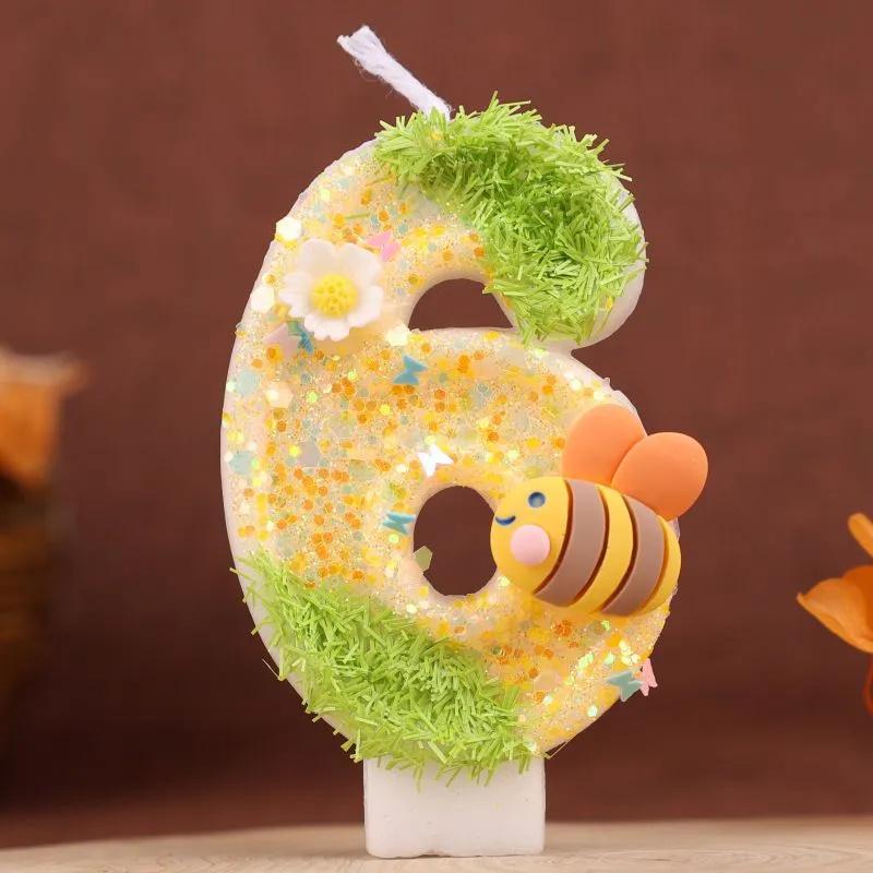 Number Birthday Candle with Bowknot Design Cake Decoration for Children Girls Baking Party Supplies