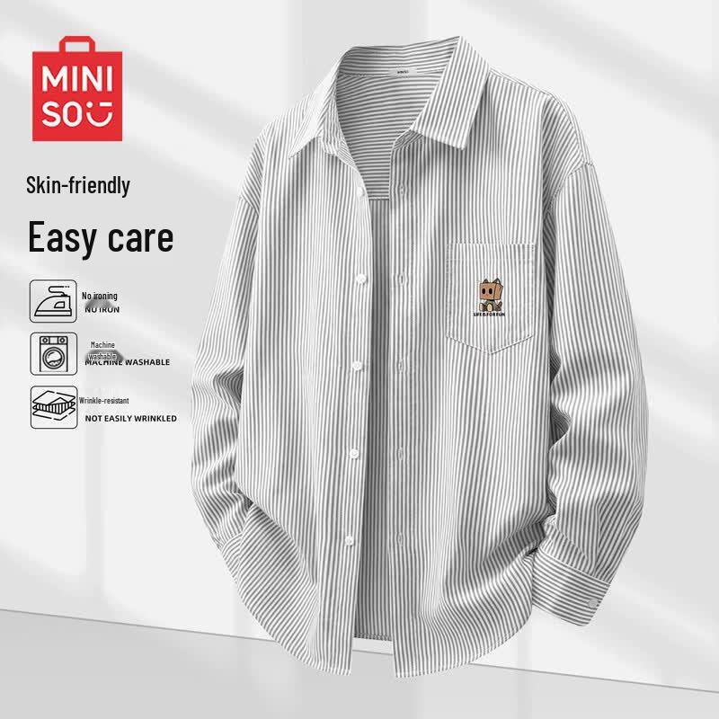 MINISO Men's Versatile Striped Oxford Shirt