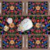 Colorful Flowers Peppers Dia De Los Muertos Cinco De Mayo Day of The Dead Placemats Set of 4 Table Mats for Party Home Kitchen Dining Table Decoration