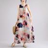 Sleeveless Plus Size Cotton Vintage Floral New In Dresses for Women Casual Loose Long Summer Dress