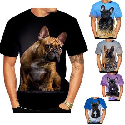 Animal Μπουλντόγκ 3D Εκτύπωση Μπλουζάκια Καλοκαιρινό Ανδρικό T-shirt με Στρογγυλή Λαιμόκοψη Κοντομάνικο Oversized Streetwear Χαριτωμένα Γυναικεία T-shirts Μπλούζες
