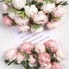 5 Stück Westliche Rose Künstliche Blume Pfingstrosenstrauß Künstliche Blume Teerose Hochzeitsblumenwand Zubehör Heimdeko Foto Requisiten