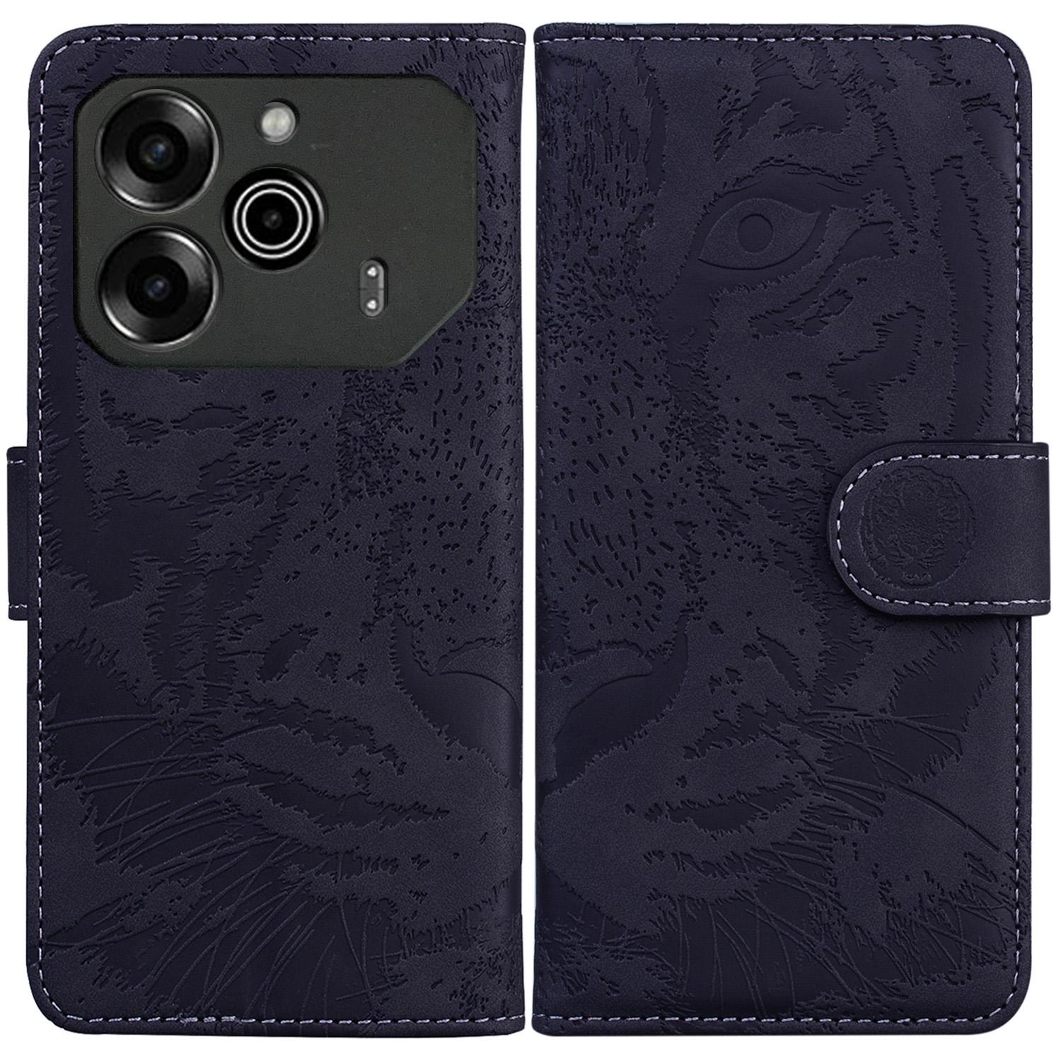 

Для TECNO Pova 6 5G/6 Pro 5G Чехол-кошелек Кожаный чехол-подставка с тиснением тигра Black