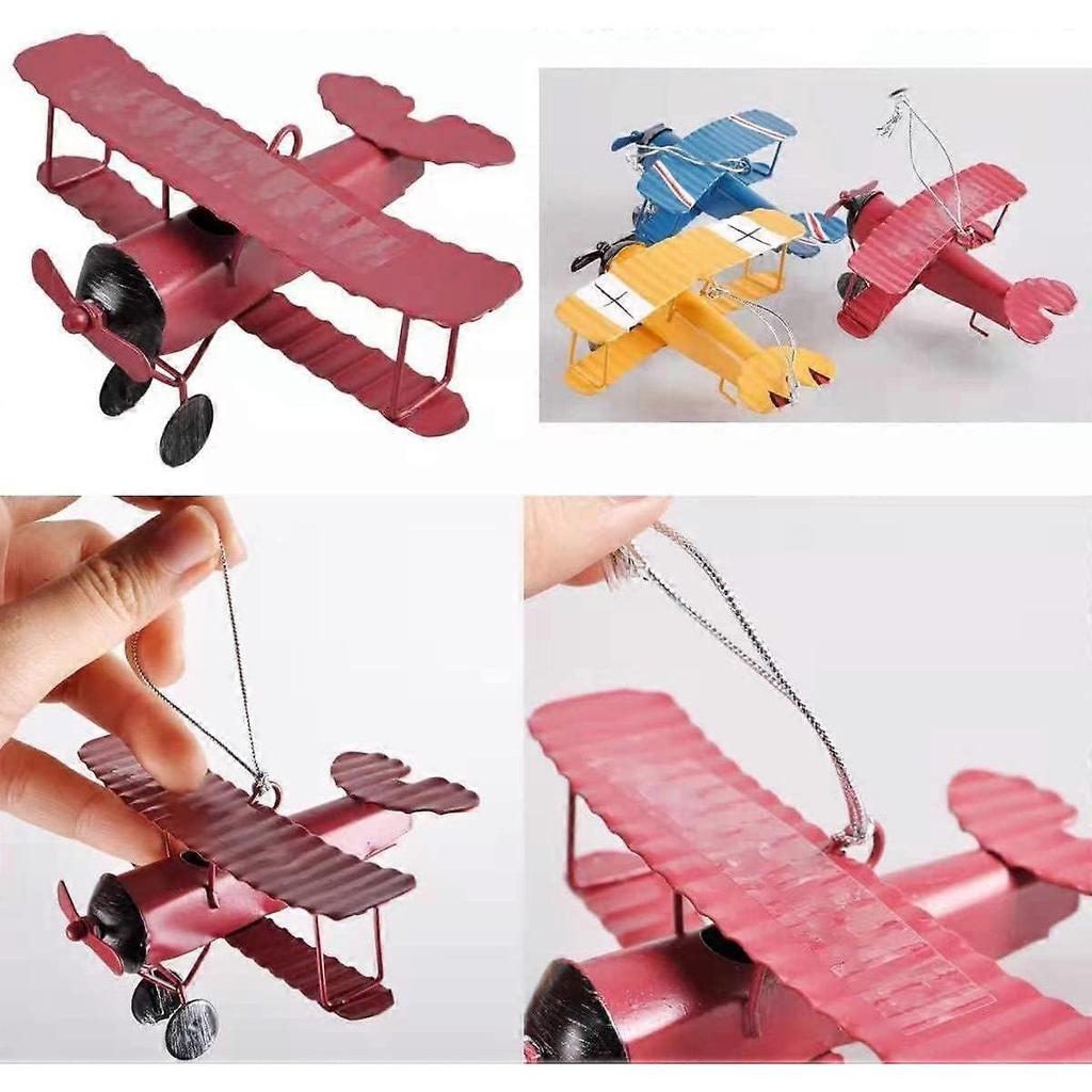 3pc Vintage Metal Planes Model Iron Retro Aircraft Glider Biplane Pendant Model Airplane Kids Toy,Christmas,Home Decor,Ornament,Desktop Decoration