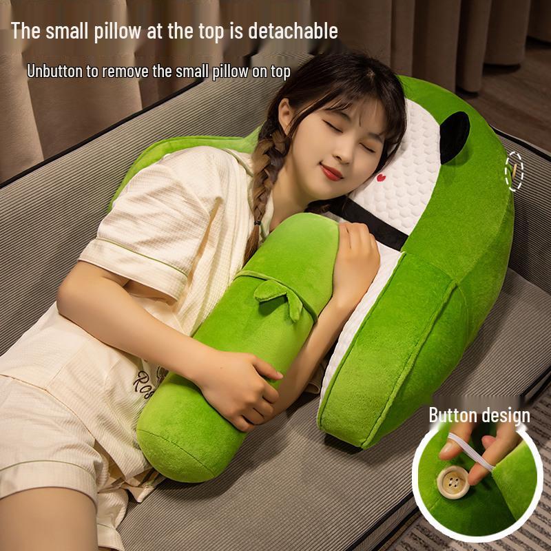 Cartoon Panda Lumbar Pillow - Soft Back Support Cushion for Bed or Sofa