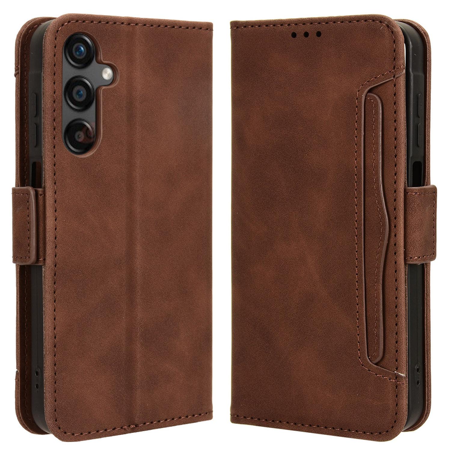 

For Samsung Galaxy A25 5G (Global) (161.0 x 76.5 x 8.3mm) Cellphone Case Scratch-resistant Wallet Leather Stand Cover Brown