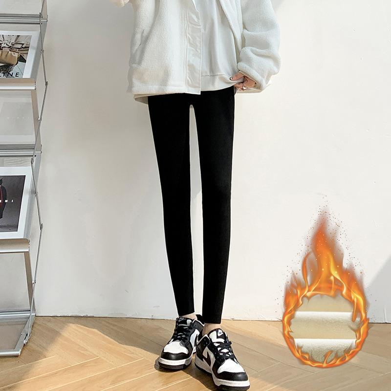 Autumn and winter new polished threaded leggings women can wear high-waisted long johns slim-fitting and thin high-elastic warm long pants