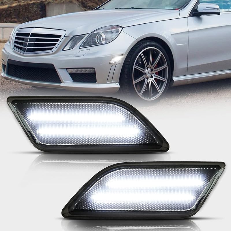 D-Lumina LED Side Marker Lights Smoked Lens White For Honda Civic 2016- 10Th Gen Civic Sedan Coupe Hatchback, Front Bumper Fender Side Marker Light,