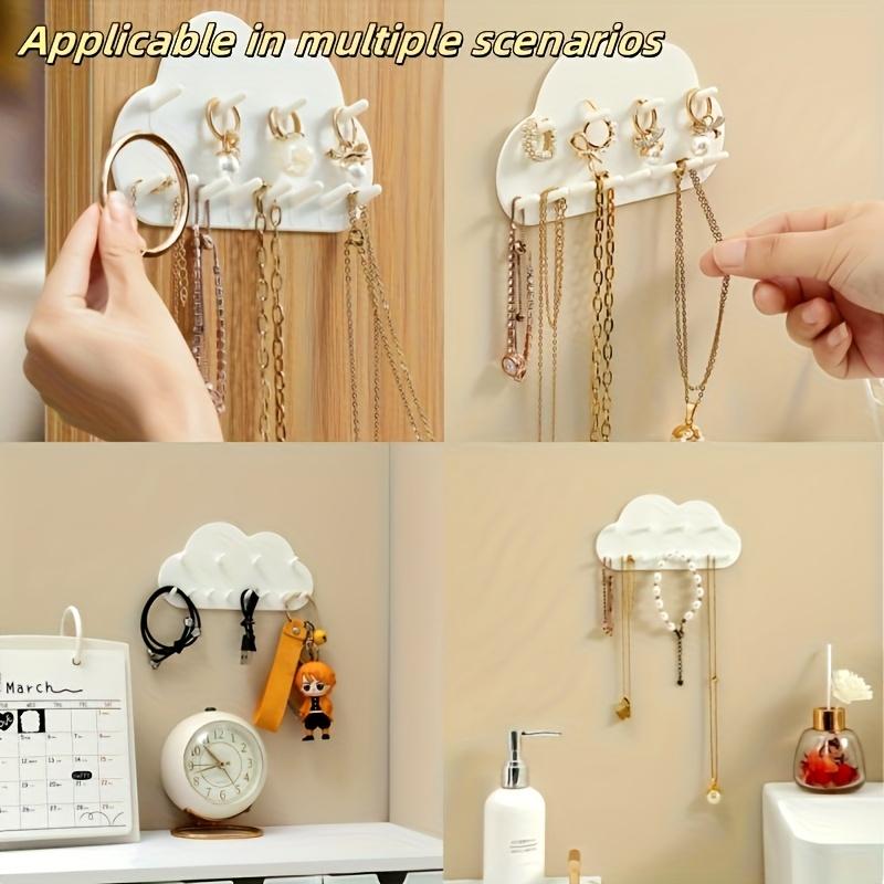 Cloud-Shaped Organizer Hook - White Durable Plastic Jewelry & Key Holder for Bathroom Living Room Storage Home Decor Accessories