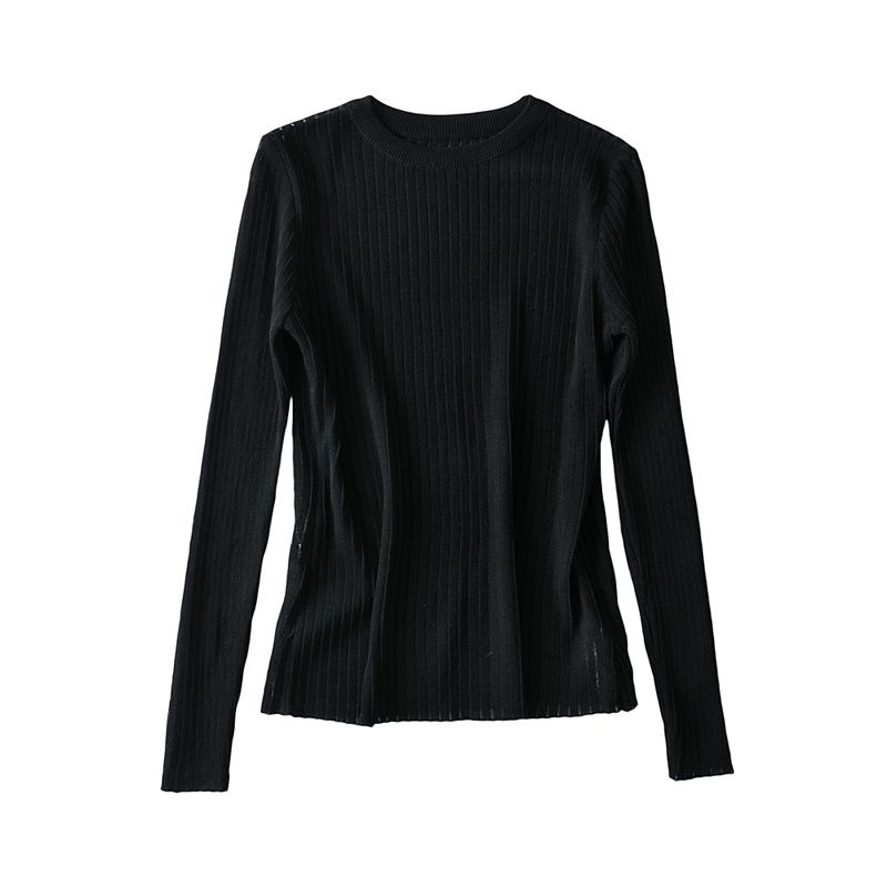 Fashion Wind New Spring New Fashion Women's Clothing Long Sleeves Slim Fit Pullover Regular Knitting Rib Upper Garment 2 Color
