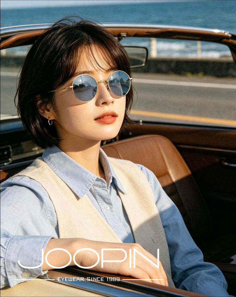 Joopin Sunglasses Round Polarized UV400 Protection Lightweight Gold Light blue Women's