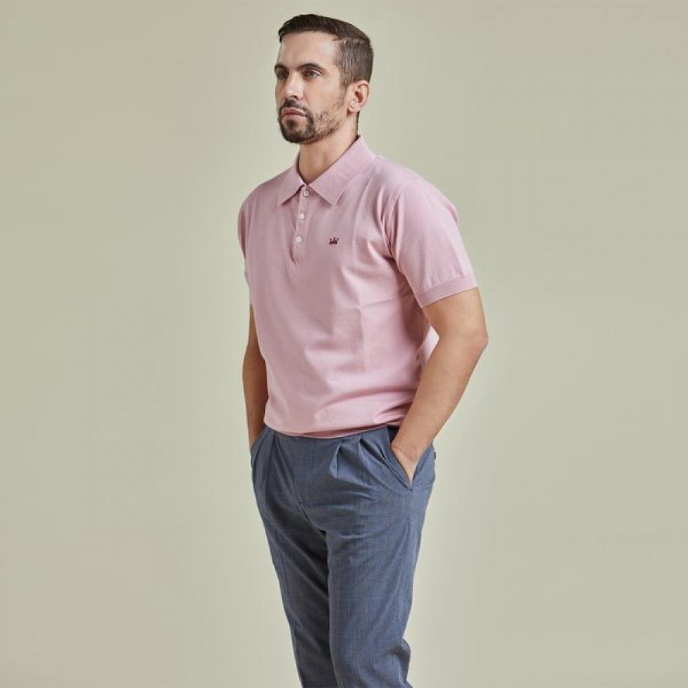Lambda Men S Summer Knit Polo Shirt Glacier deSert roSe 26124