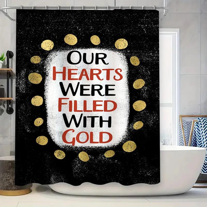 

Modern Artistic Shower Curtain With Red White Gold Colors For Bathroom Decoration High Quality Printed Waterproof Fabric Shatter W60H190(CM)-1 Pcs