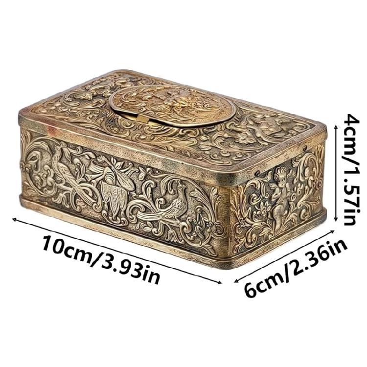 Kolekcjonerska Mechaniczna Pozytywka z Śpiewającym Ptakiem z Wytłaczanymi Motywami Liści 3D Antyczny Stop Nakręcana Dekoracja na Specjalne Wydarzenie